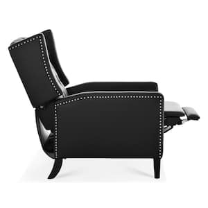 TD Garden Solid Wood Lounge Adjustable Outdoor Chair Ergonomic Comfort With Dark Black Cushion