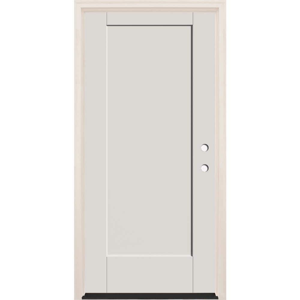 36 in. x 80 in. 1 Panel Left-Hand Unfinished Fiberglass Prehung Front Door with 4-9/16 in. Frame and Bronze Hinges price history on PriceWatchPro