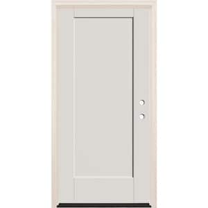 36 in. x 80 in. 1 Panel Left-Hand Unfinished Fiberglass Prehung Front Door with 4-9/16 in. Frame and Bronze Hinges