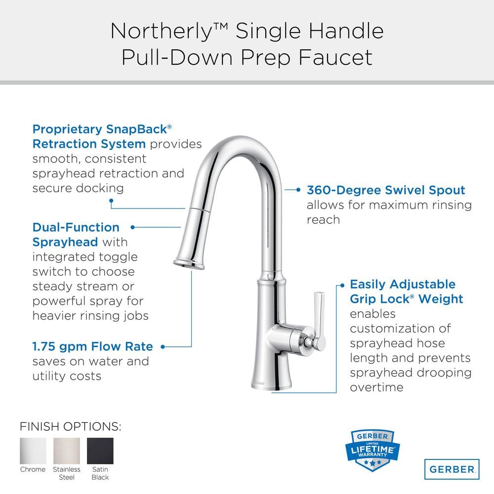Stainless Steel Single Hole Pull Down Kitchen Faucet