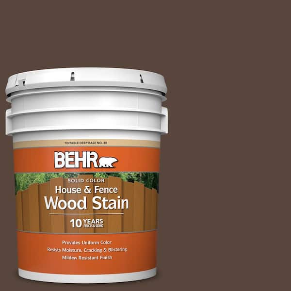 BEHR 5 gal. #SC-105 Padre Brown Solid Color House and Fence Exterior Wood Stain