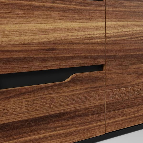 FUFU&GAGA 54.3 in. Rectangular Black Wood 3-Drawer Desk with 2