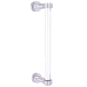 Clearview 12 in. Single Side Shower Door Pull with Groovy Accents in Satin Chrome