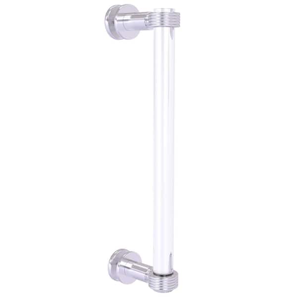 Allied Brass Clearview 12 in. Single Side Shower Door Pull with Groovy Accents in Satin Chrome
