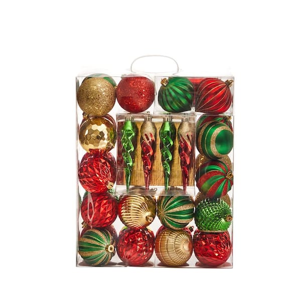 Holiday Deluxe 4.5 in. Multicolor Shatterproof Assorted Ornaments (50-Pack)