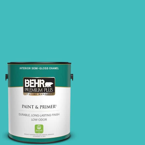 BEHR PREMIUM PLUS 1 gal. #P460-4 Lagoon Rock Semi-Gloss Enamel Low Odor Interior Paint & Primer