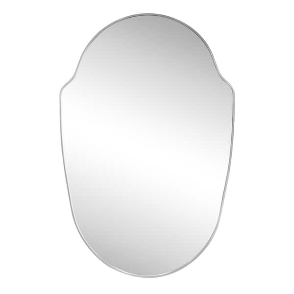 Guardian 24 in. W x 36 in. H Medium Shield Aluminum Alloy Framed Wall Mounted Mirror, Nickel