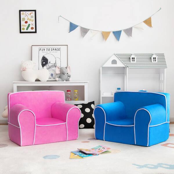 Costway Blue Velvet Fabric Kids Sofa Toddler Foam Filled Armchair Baby Perfect Gift H9I 10N04 A7G3