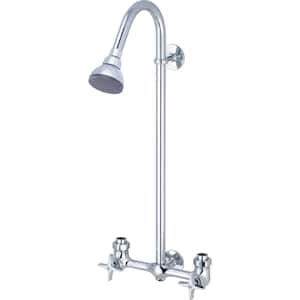 Double-Handles 1-Spray Exposed Shower Faucet in Chrome (Valve Included)