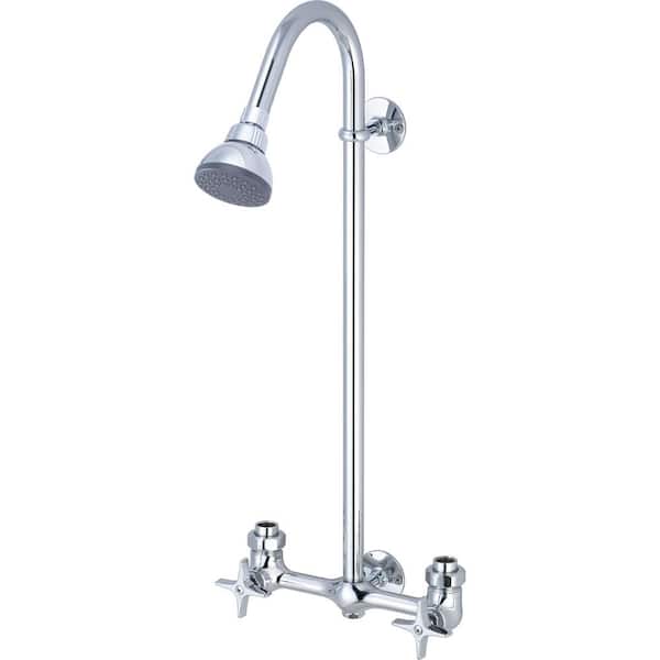 Central Brass Double-Handles 1-Spray Exposed Shower Faucet in Chrome (Valve Included)