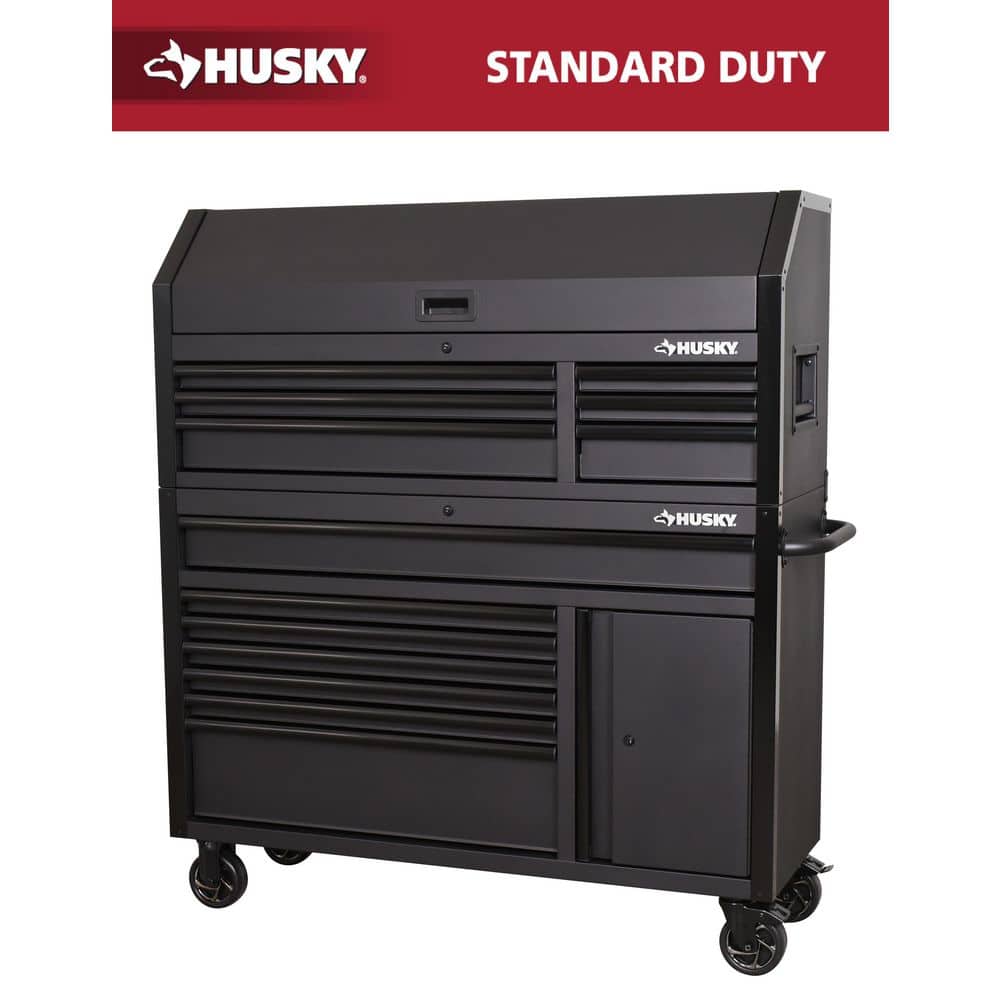 Husky Standard-Duty 52 in. W x 18.1 in. D 13-Drawer Matte Black