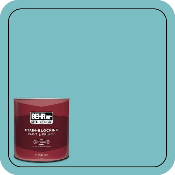 BEHR ULTRA 1 qt. #M460-4 Pure Turquoise Extra Durable Flat Interior Paint & Primer