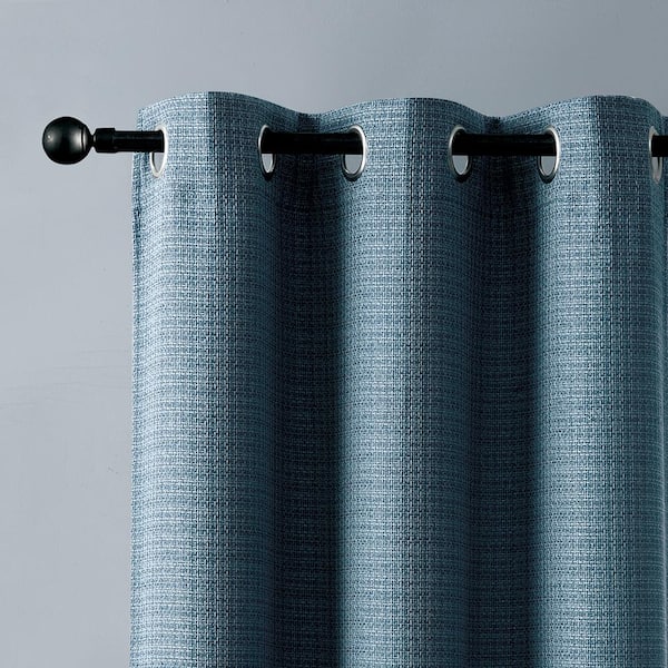 Morgan Blue 38 in. W x 84 in. L Grommet Room Darkening Curtain (Single Panel)