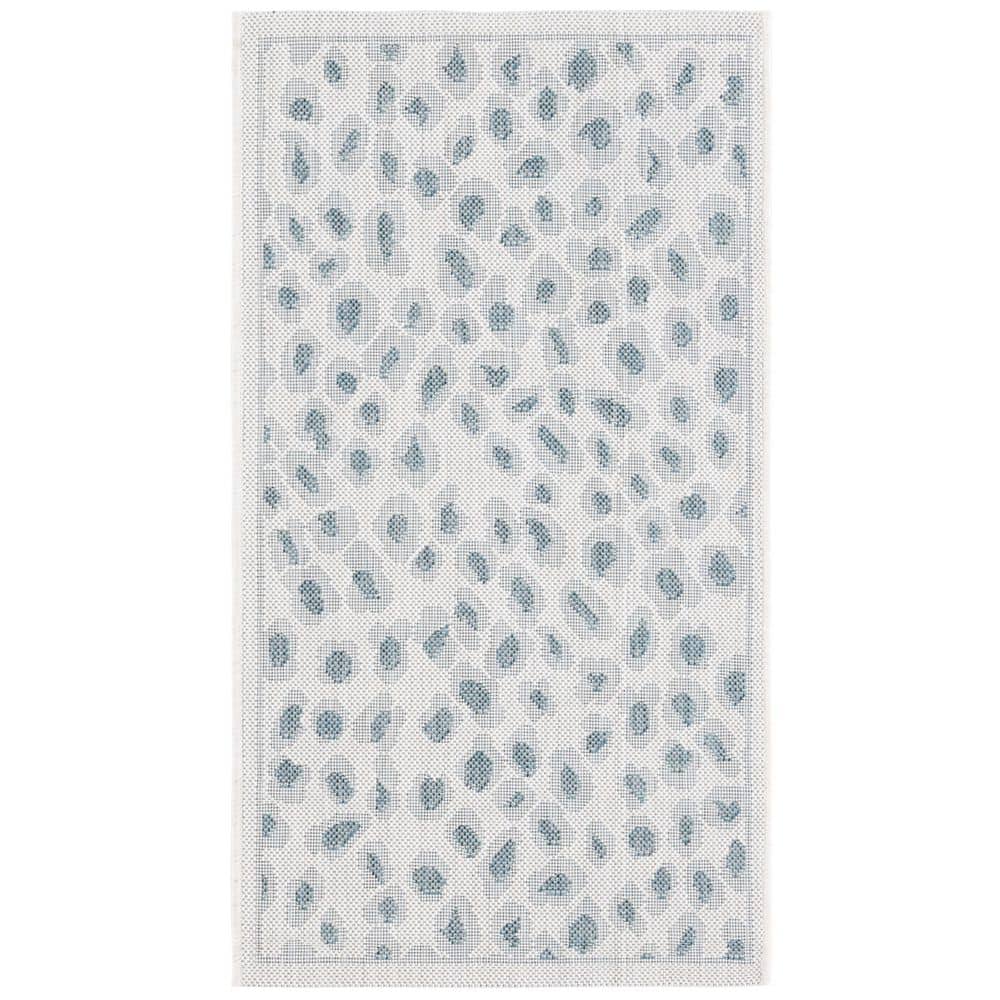 Courtyard Ivory/Blue 2 ft. x 4 ft. Geometric Cheetah Indoor/Outdoor Area Rug price history on PriceWatchPro