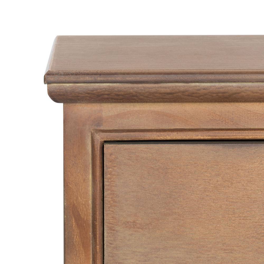 Beige Pine Transitional Rectangular Side Table with Storage
