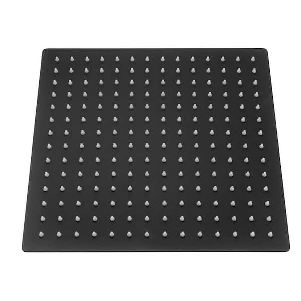 1-Spray Patterns 12 in. Wall Mount Rain Fixed Shower Head, 1.8 GPM Square Shape Head Shower in Matte Black