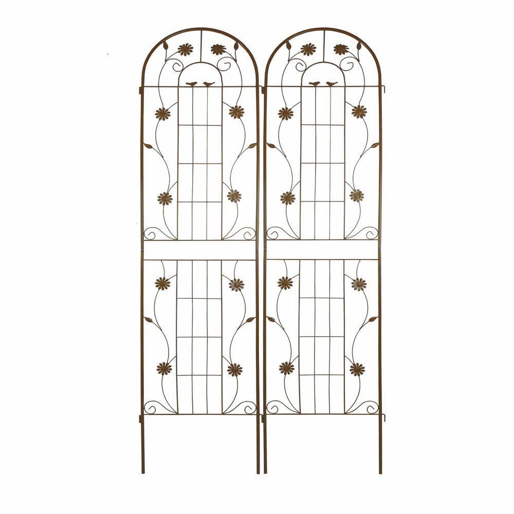 86.7 in. H x 19.7 in. W-2 Pack Brown Metal Garden Trellis Rustproof Climbin