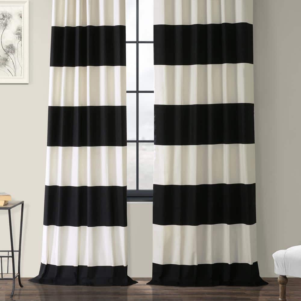 120-Inch White Cotton Polyester Room-Darkening Curtain Panel