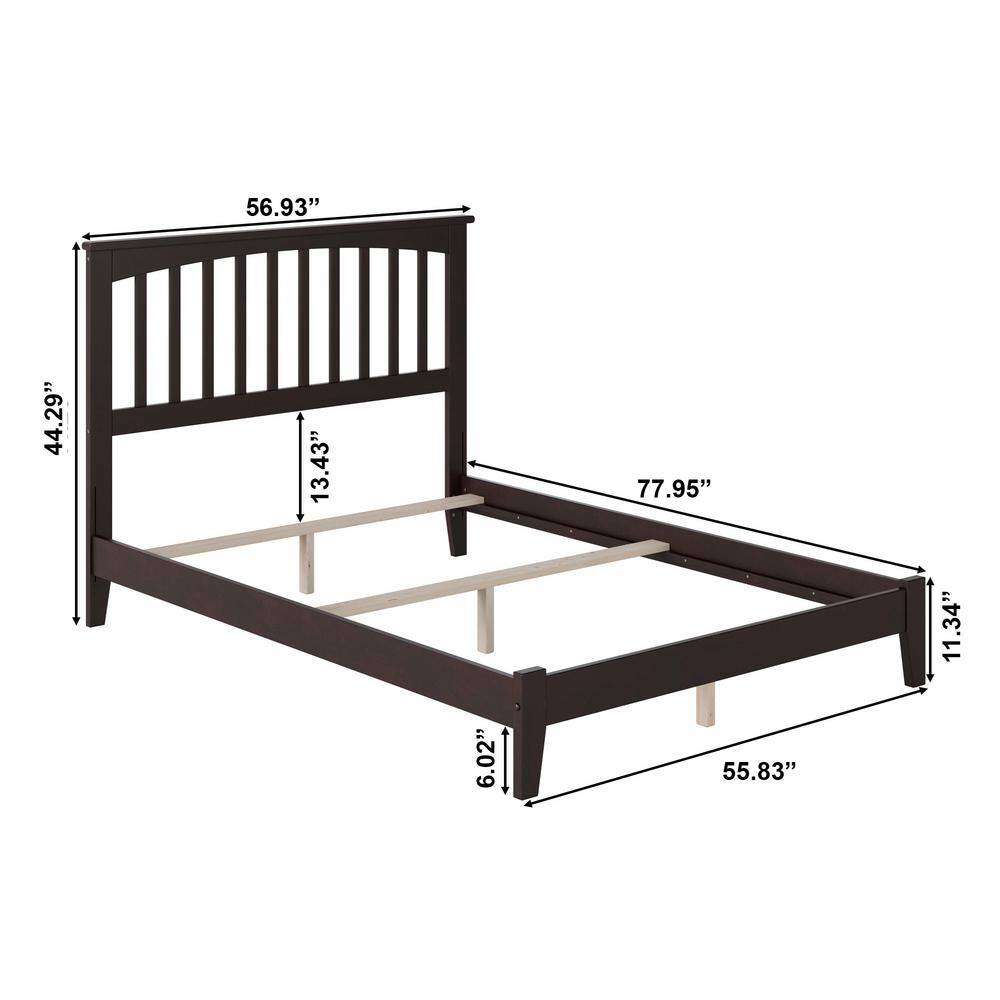 Espresso Mission-Style Full Bed with USB Ports and Wood Headboard