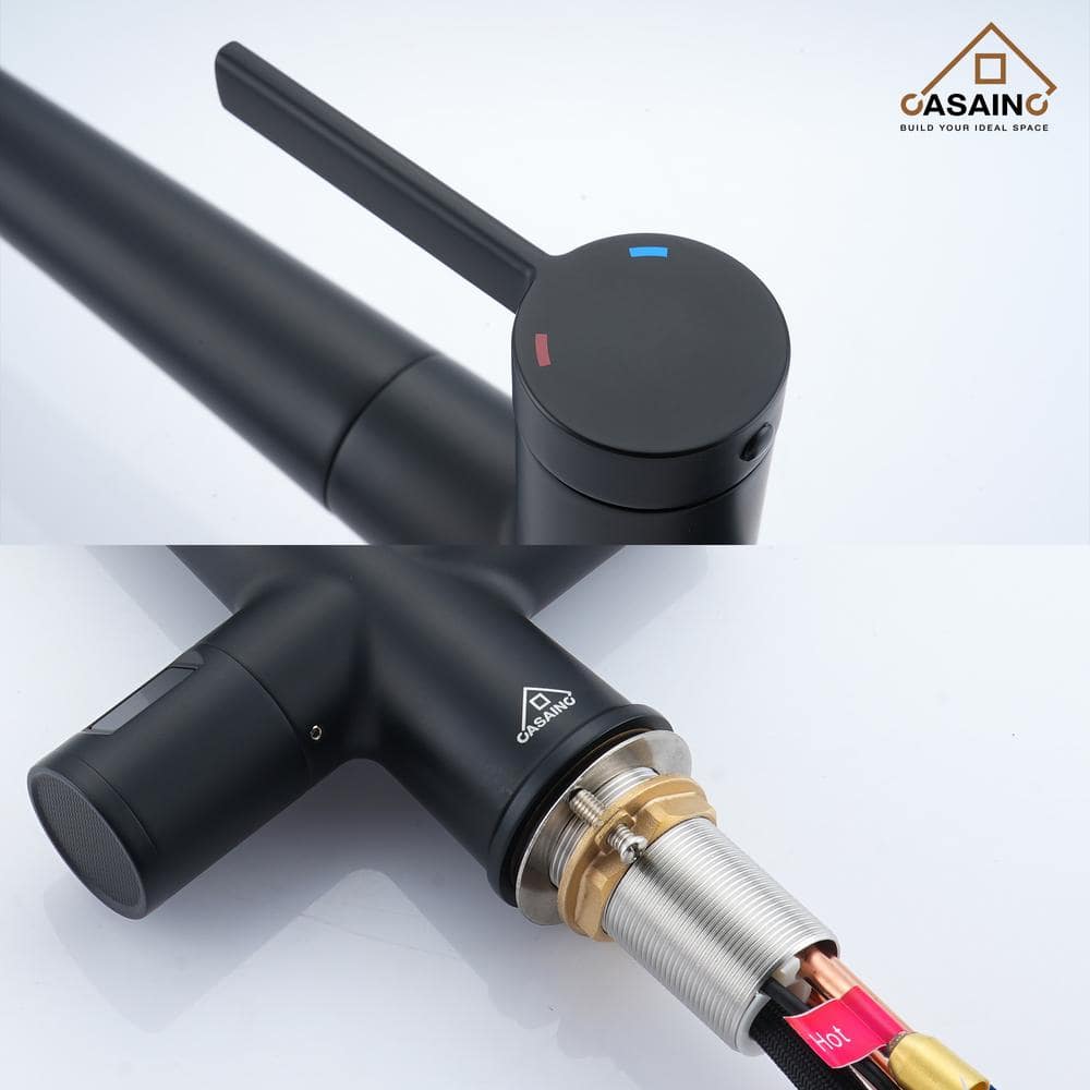 Matte Black Pull-Down Kitchen Faucet with Digital Display