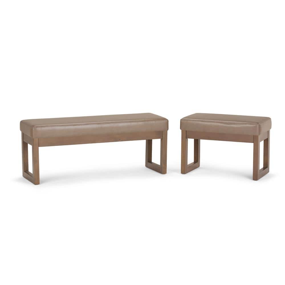 Modern Driftwood Wood Entryway Bench Ottoman - 26" Wide