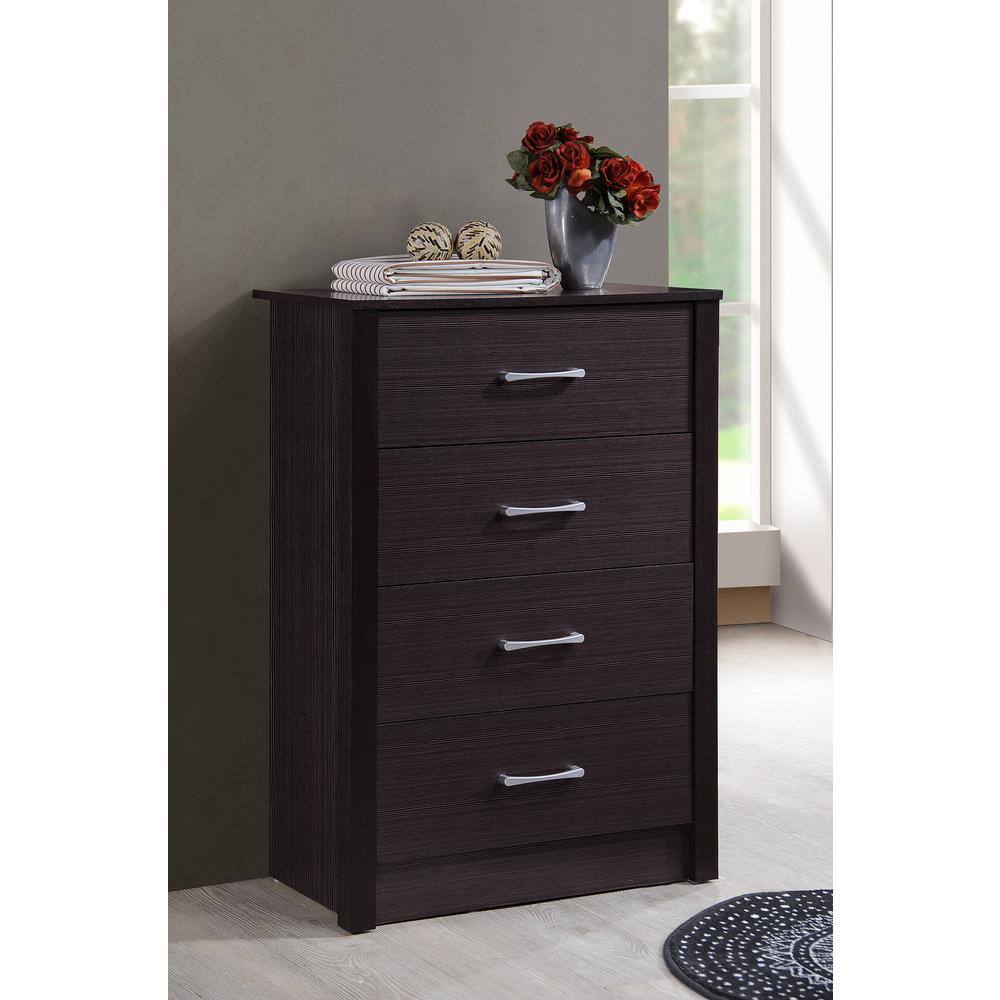 Sleek Chocolate 4-Drawer Chest with Soft Close and Roller Mechanism