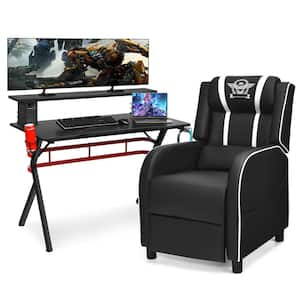 48 in. Black Computer Desk and Massage Recliner Chair Gaming Desk and Chair Set