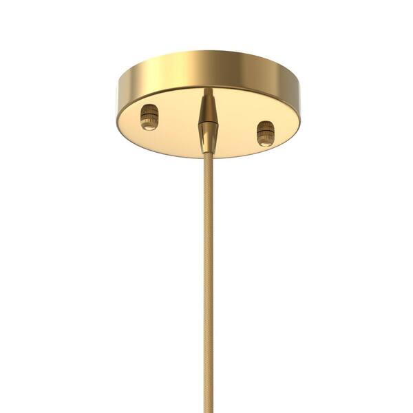 YANSUN 1-Light Gold Vintage Pendant Light with Tulip Green Glass