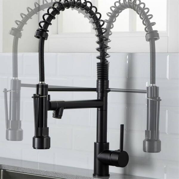thumbnail interactive-video image 1 of Commercial Matte Black Kitchen Sink Faucet – Swivel Pull-Down Sprayer Mixer Tap, Single-Hole, Brass – WEWE SD0102, Low Lead, 5 Year Warranty 1 of 3