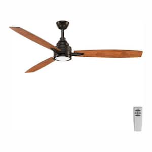 Gaze 60 in. Indoor Integrated LED Antique Bronze Modern Ceiling Fan with Remote for Living Room and Bedroom