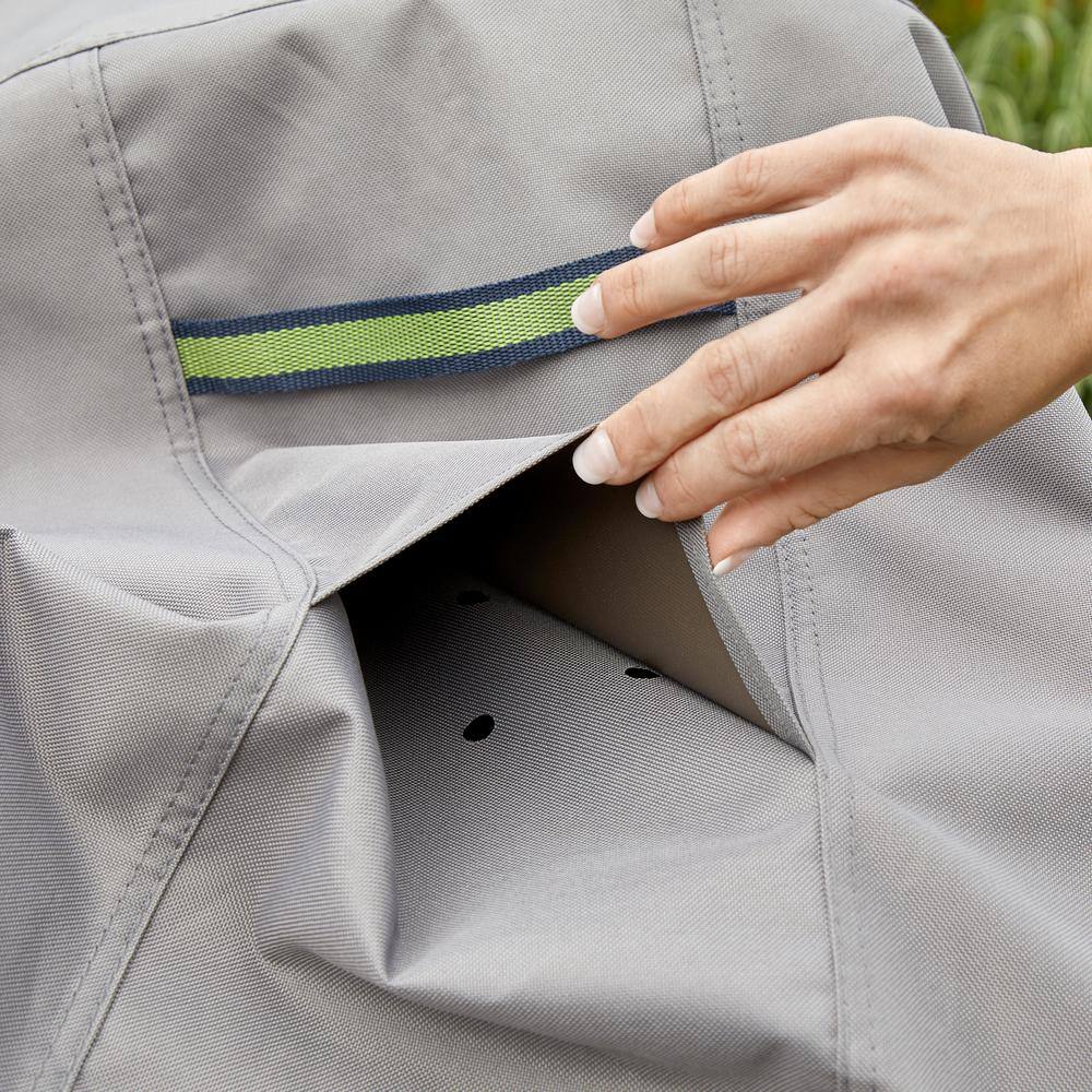 Gray Waterproof Outdoor Patio Sofa Cover with Sporty Webbed Accent