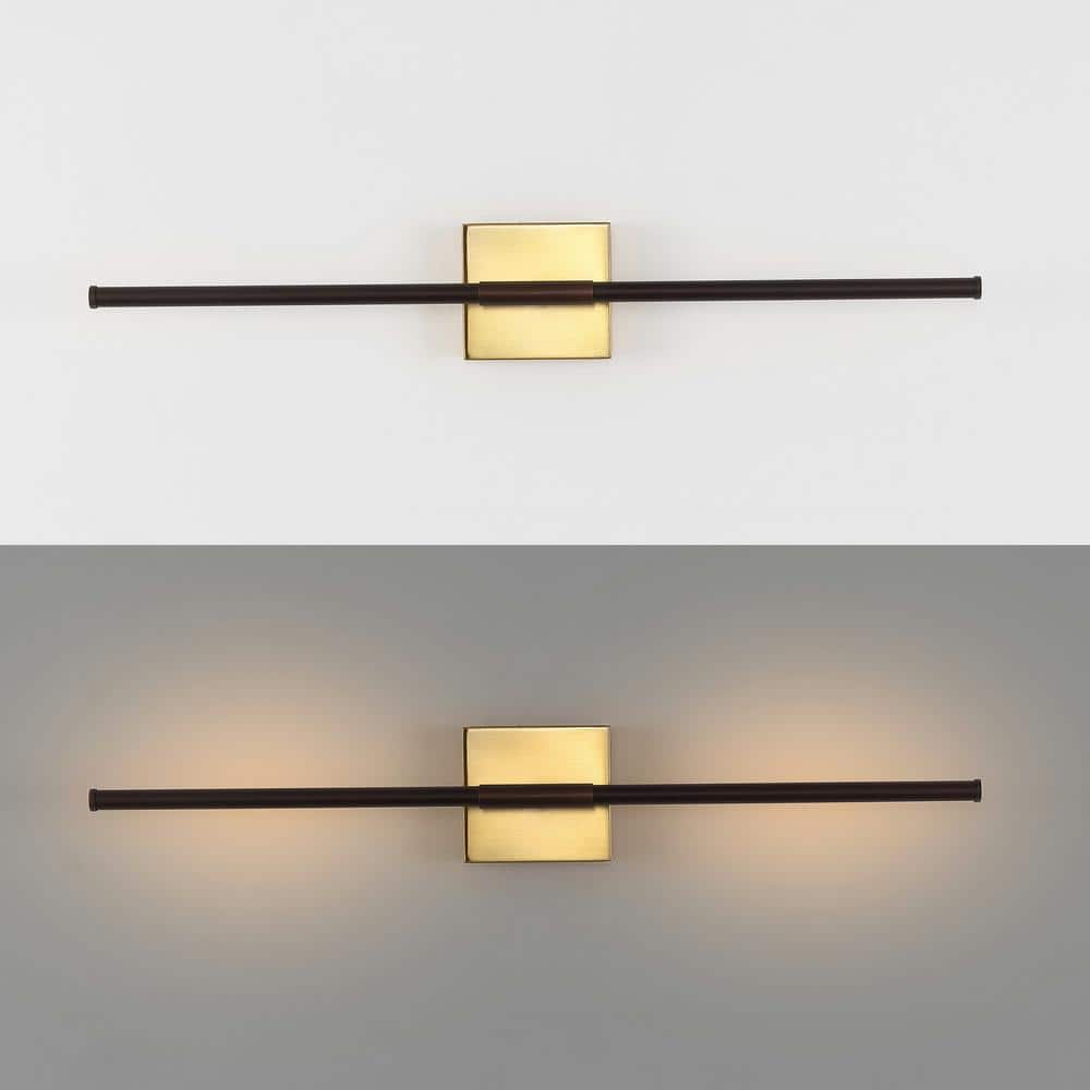 Oil Rubbed Bronze and Brass Gold Dimmable LED Wall Sconce
