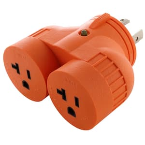 V-Duo Adapter L14-30P 30 Amp 4-Prong Locking Plug to (2) 15 Amp/20 Amp Household Outlets