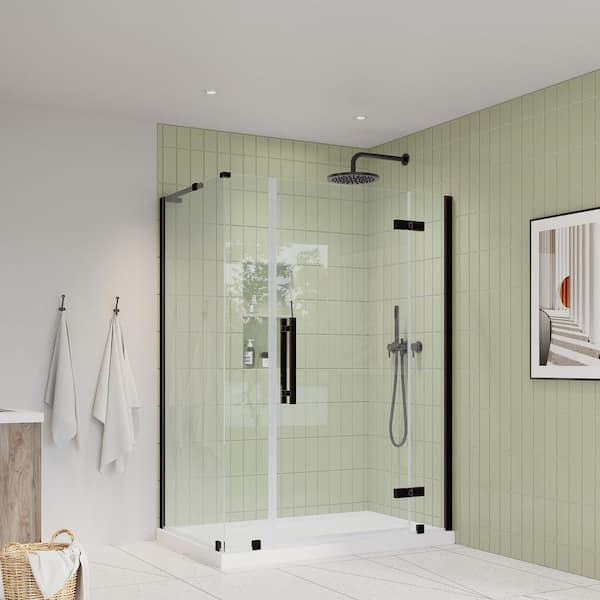 Ove Decors Pasadena 36 in. L x 32 in. W x 72 in. H Alcove Shower Kit with Pivot Frameless Shower Door in Orb and Shower Pan