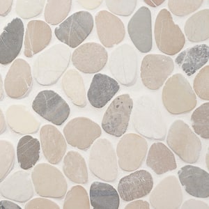 Countryside Sliced Round 11.81 in. x 11.81 in. Light Blend Floor and Wall Mosaic (0.97 sq. ft. / sheet)