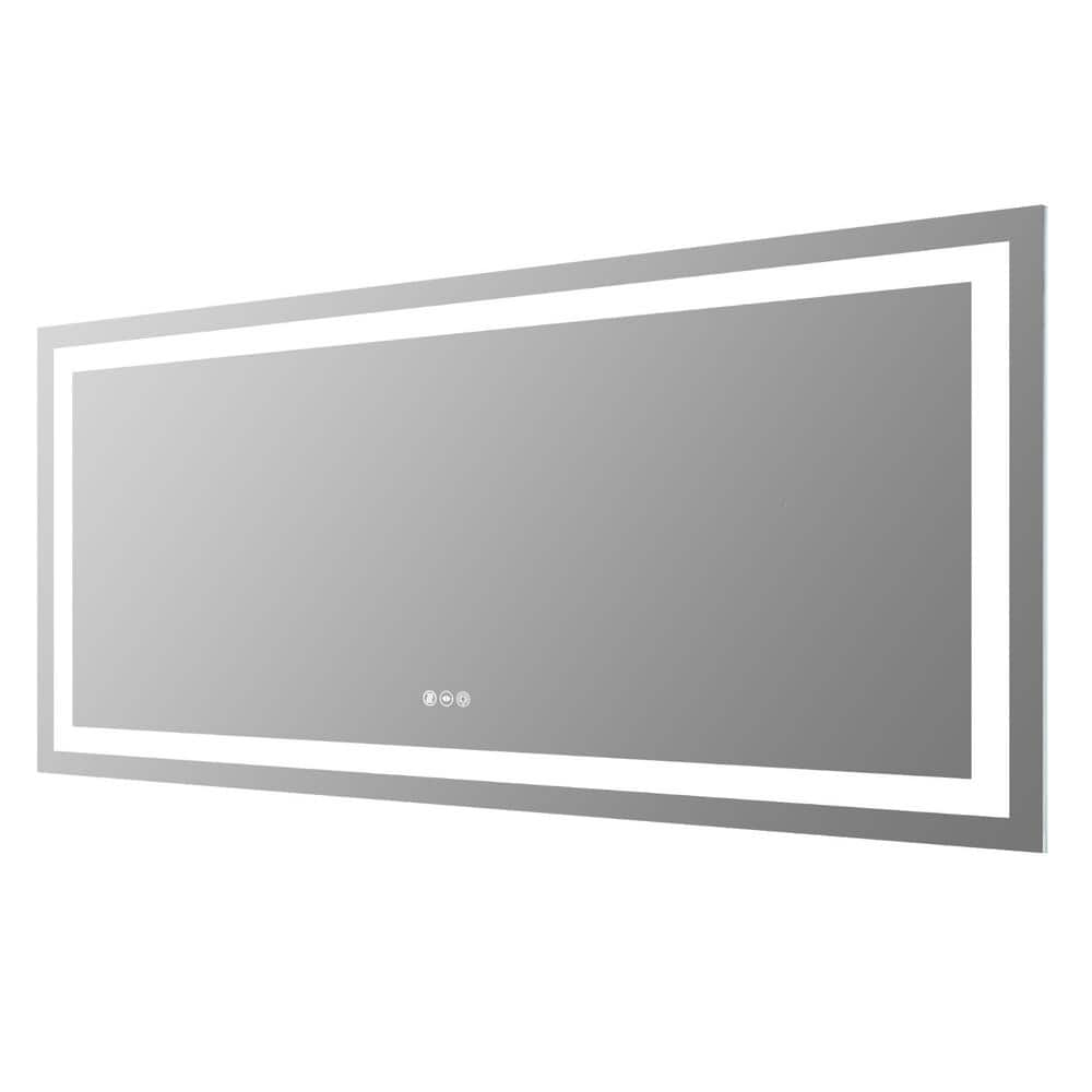 BWE 60 in. W x 28 in. H Rectangular Frameless LED Light AntiFog Wall