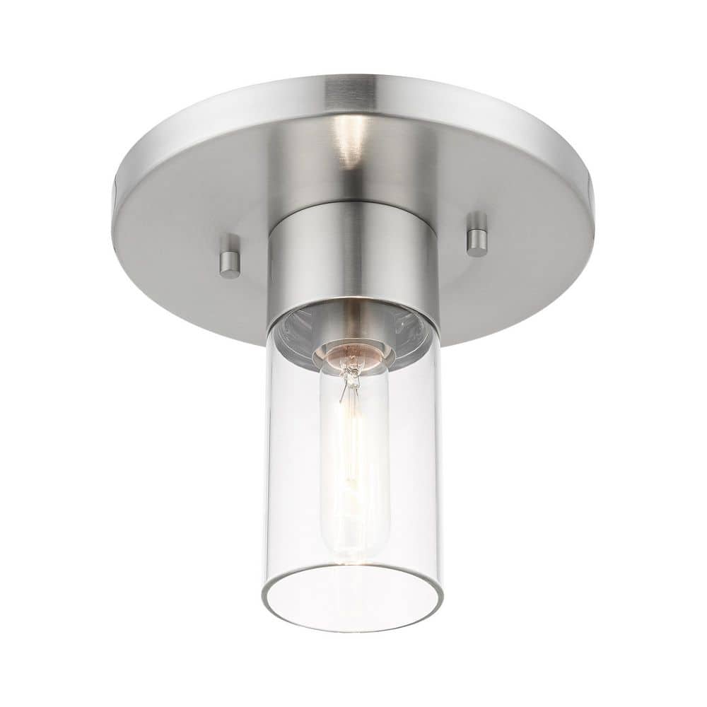 Carson Brushed Nickel 8.25" Clear Glass Indoor/Outdoor Flush Mount Light