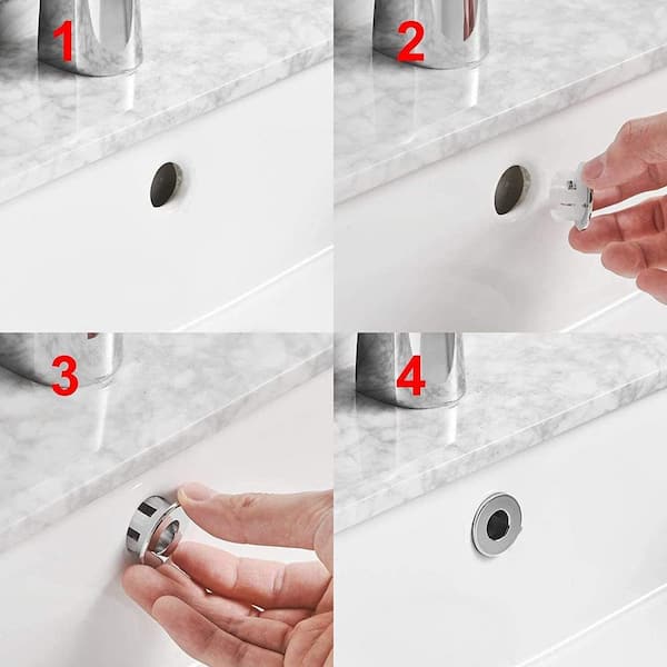 Bathroom-Bath Basin Spares Star Hole Sink Overflow Cover Tidy Trim Chrome Insert 
