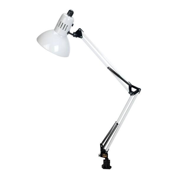 Illumine Designer Collection 35 in. White Desk Lamp with White Metal Shade
