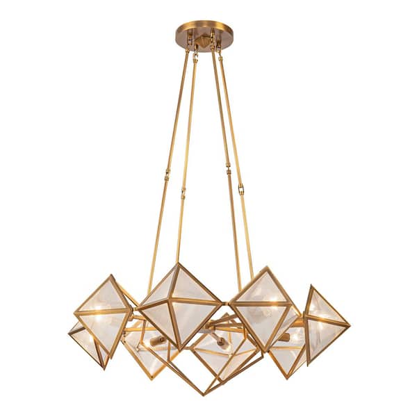 ALORA Cairo 30 in. 8 Light 60-Watt Ribbed Glass/Vintage Brass Chandelier