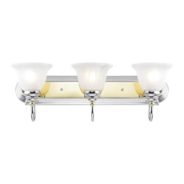 Livex Lighting 1003-52 Belmont 3-Light Bath Light Chrome and Polished Brass 