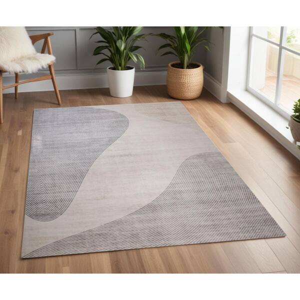 4 ft. x 6 ft. Beige and Brown Abstract Area Rug