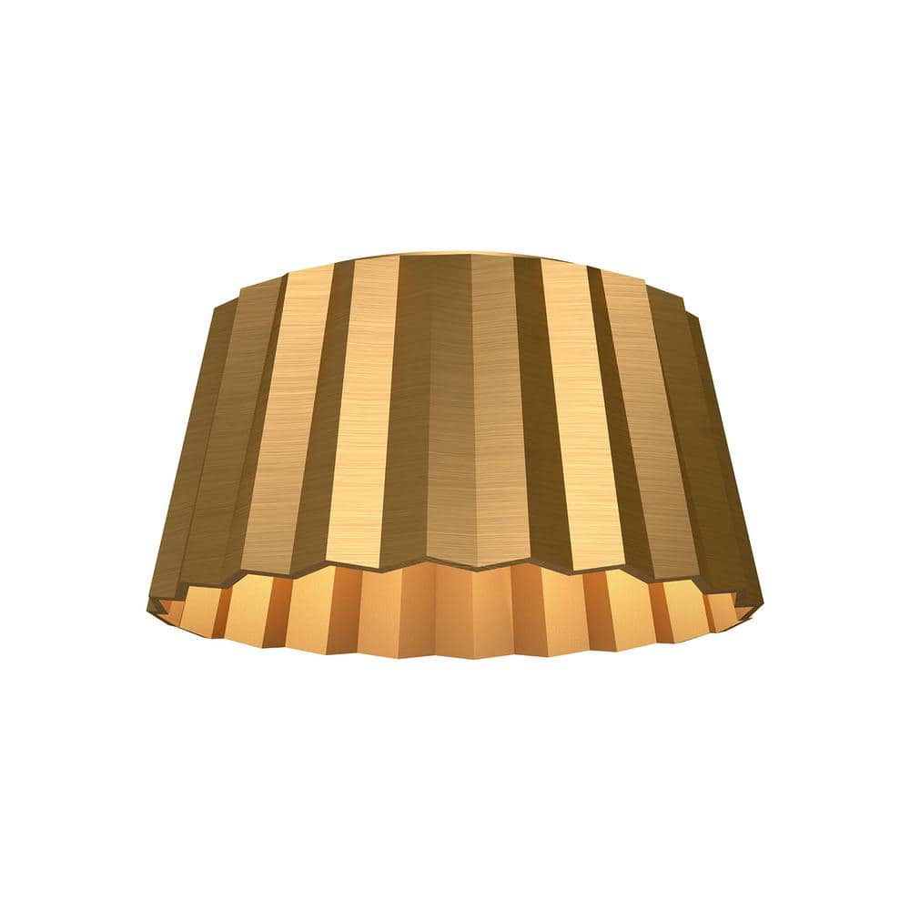 Aged Gold Aluminum Drum Flush Mount Light, 14"