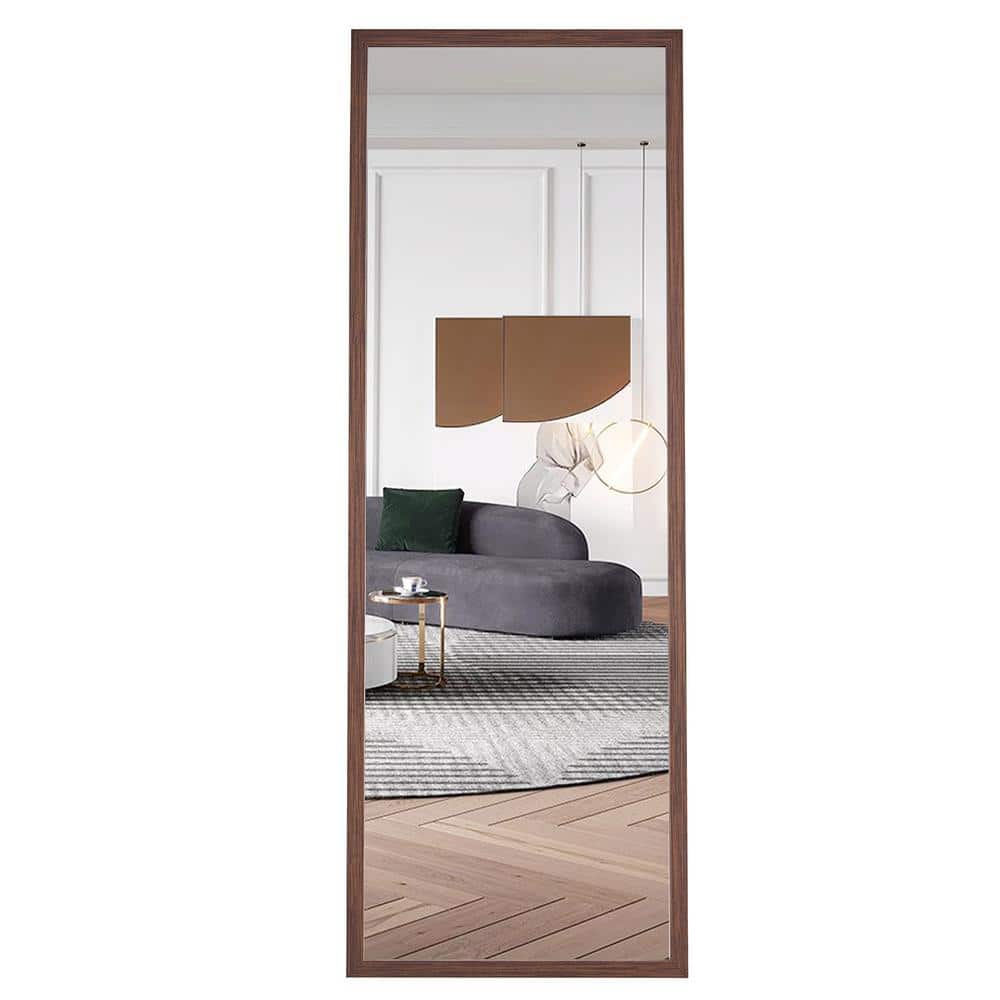 22.8 in. W x 65 in. H Rectangle Solid Wood Framed Full Length Brown Mirror