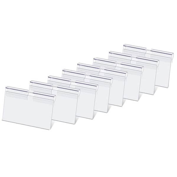 Unbranded 60-Piece Clear Plastic Clip On Storage Bin Labels with 80-Blank Papers for Wire Shelf Baskets Pantry Cubes