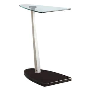 Jasmine 23.75 in. Black and Clear and Silver Glass End Table