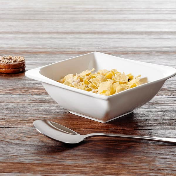 vancasso Series Cloris 6-Piece Cereal Bowls 5.5 in. Ivory White Porcelain  Ceramic Square Breakfast (Service Set for 6) CLORIS-LW-C05 - The Home Depot