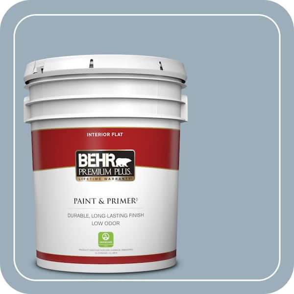 BEHR PREMIUM PLUS 5 gal. Home Decorators Collection #HDC-CT-24 Rainy Sidewalk Flat Low Odor Interior Paint & Primer