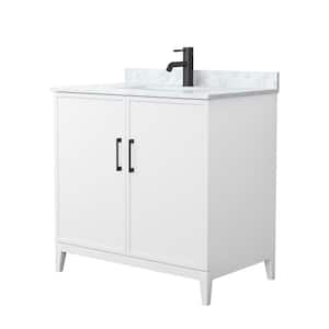 Elan 36 in. W x 22 in. D x 35 in. H Single Bath Vanity in White with White Carrara Marble Top