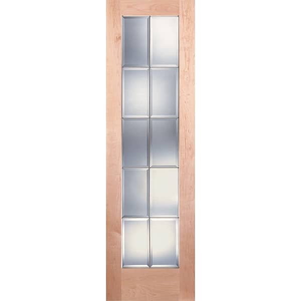 Feather River Doors 24 in. x 80 in. 10 Lite Unfinished Maple Clear Bevel Zinc Woodgrain Interior Door Slab
